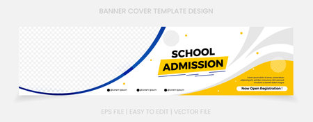 admission banner cover social media templateのイラスト素材