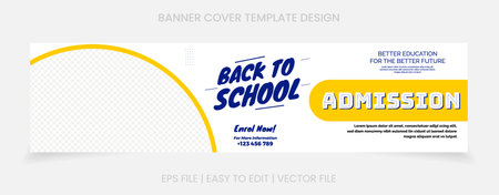admission banner cover social media templateのイラスト素材