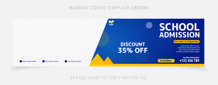 admission banner cover social media templateのイラスト素材