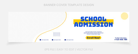 admission banner cover social media templateのイラスト素材