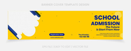 admission banner cover social media templateのイラスト素材
