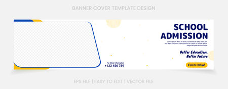admission banner cover social media templateのイラスト素材
