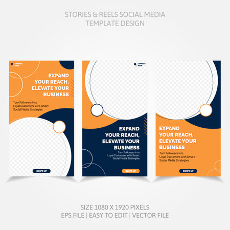 business banner reels social media template set designのイラスト素材
