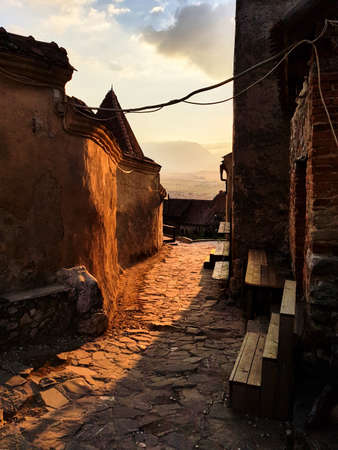 18-09-2018,view of the  carpathians mountanis from the citadel of Rasnov.Rumaniaのeditorial素材