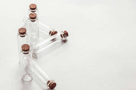 Flask with stopper on white background