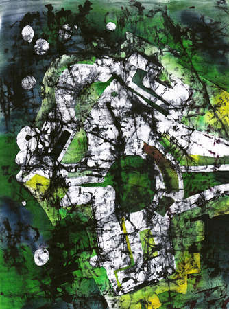 abstract green watercolor painted background, artの写真素材