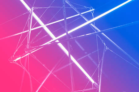 Halogen or led light lamps Neon light tubes. Gradient pink backgroundの写真素材