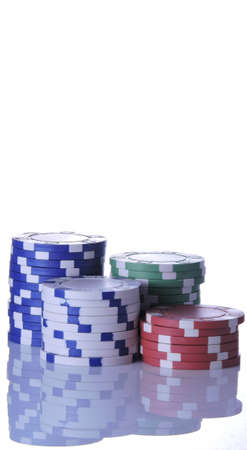 Casino chips on white backgroundの写真素材