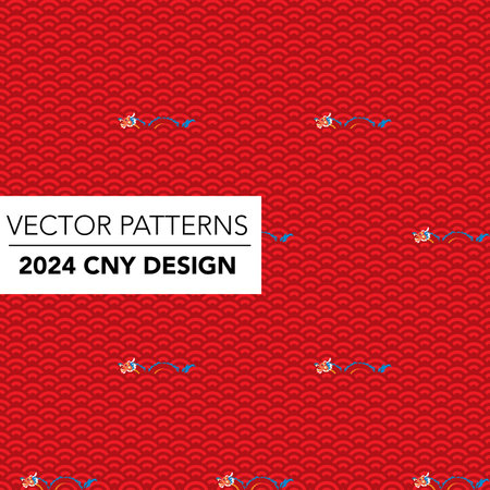 Seamless Chinese New Year dragon pattern. Vector illustration. Festive background.のイラスト素材