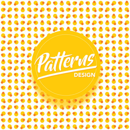 Vector illustration of a background with yellow and orange polka dots.のイラスト素材