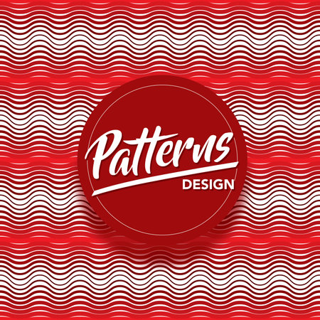 Vector illustration of Abstract seamless pattern with hand drawn lettering and wavesのイラスト素材