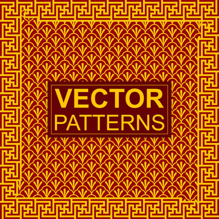Chinese seamless pattern in red and gold color. Vector illustration for your designのイラスト素材