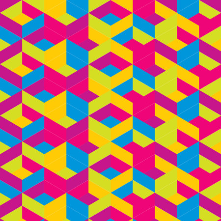 Seamless pattern with colorful cubes. Abstract geometric background. Vector illustration.のイラスト素材