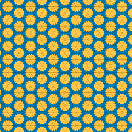 Seamless pattern with yellow and blue flowers on a blue background