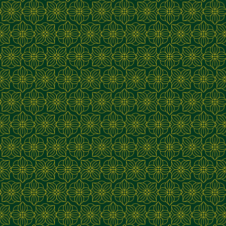 Seamless pattern with decorative ornament. Vector illustration. Green background.のイラスト素材