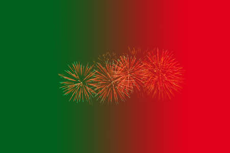 firework with gradient red and green background. with Space for textの写真素材