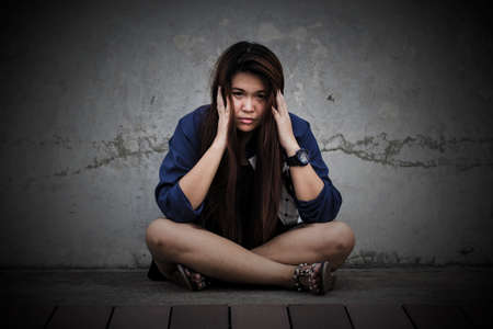 Unemployed women. Depressed youngの写真素材