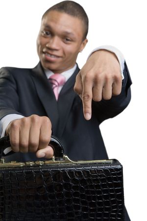 The young African businessman rejoices to a victoryの写真素材