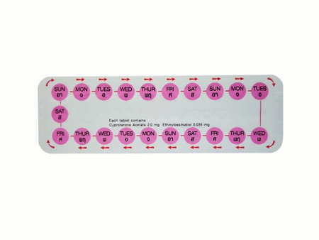 Medication and healthcare concept. Oral contraceptive drug.