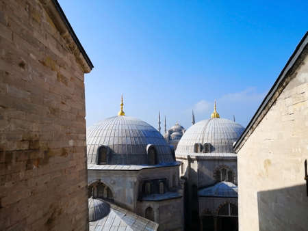 The Hagia Sophia of Istanbul, Turkey-March 30, 2018: The picture was taken from a window in Hagia Sophia, looking out to meet the Blue Mosque.のeditorial素材