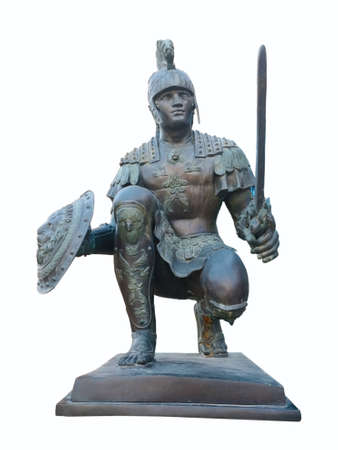 Ancient warrior statue, Turkey-April 1, 2018. Ancient warrior statue as decorations, which is located in front of the hotel in Kusadasi.のeditorial素材