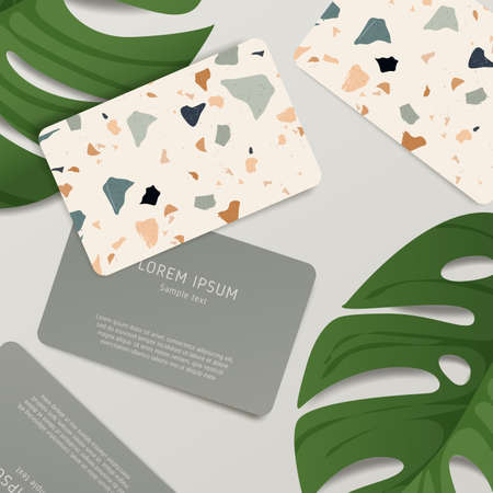 Beautiful Terrazzo Pattern on Business Card Templateのイラスト素材