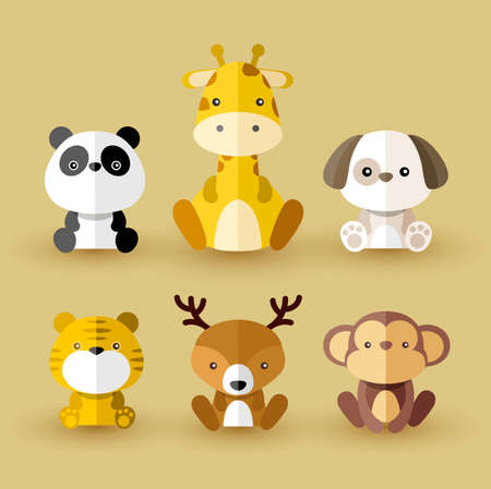 Set of Wild Animal Icons Vector Illustrationのイラスト素材
