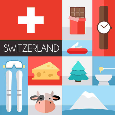 Set of Switzerland icons.のイラスト素材