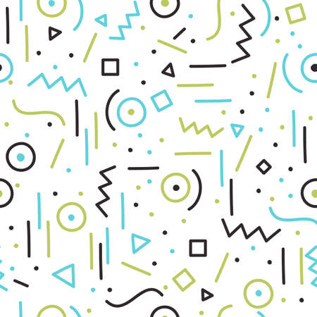 Colorful Abstract Seamless Pattern with triangles, lines and circleのイラスト素材