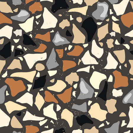 Set of Beautiful Terrazzo Seamless Pattern. Vector Illustrationのイラスト素材