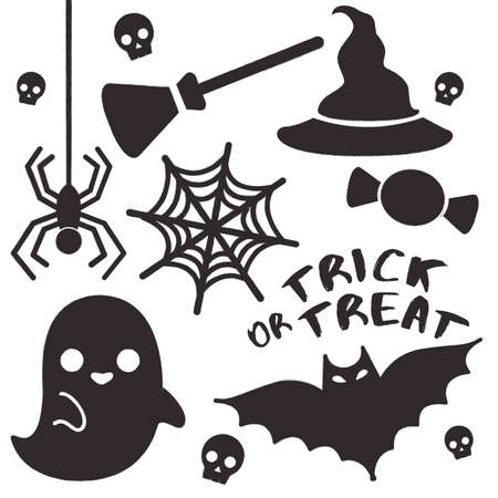 Black and White Halloween Elements : Card template : Vector Illustrationのイラスト素材