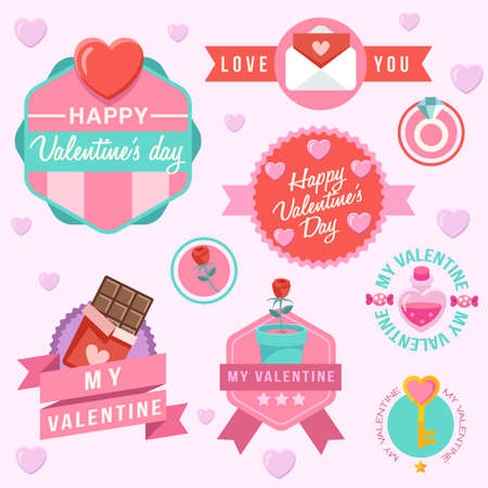 Valentine's Day Elements Card Template Vector Illustrationのイラスト素材