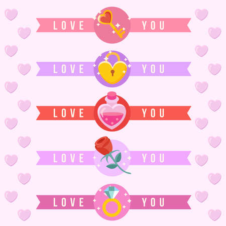 Valentine's Day Elements Card Template Vector Illustrationのイラスト素材