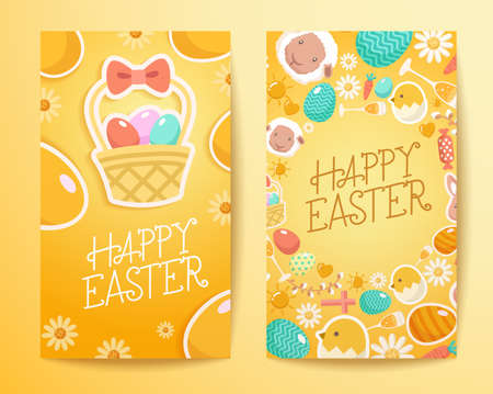 Happy Easter Elements : Banner and Label Template : Vector Illustrationのイラスト素材