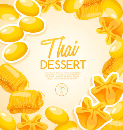Thai Dessert in yellow background Vector Illustrationのイラスト素材