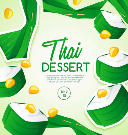 Thai Dessert in green background Vector Illustrationのイラスト素材