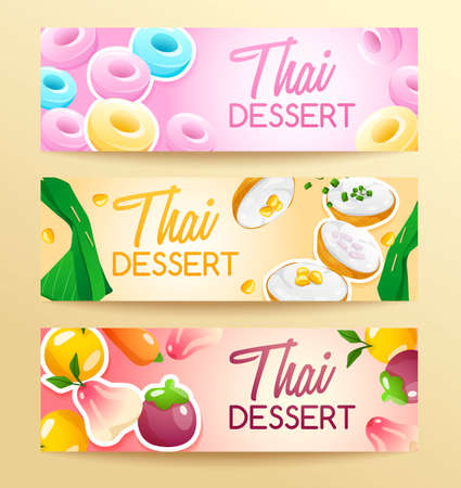 Thai Dessert : Horizontal Banner Template : Vector Illustrationのイラスト素材
