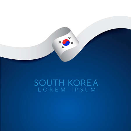 South Korea Flag Ribbon : Vector Illustrationのイラスト素材