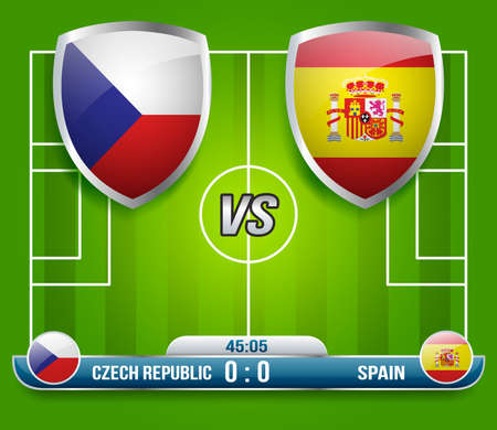 Czech Republic vs Spain Soccer Match : Vector Illustrationのイラスト素材
