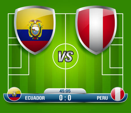 Ecuador vs Peru Soccer Match : Vector Illustrationのイラスト素材