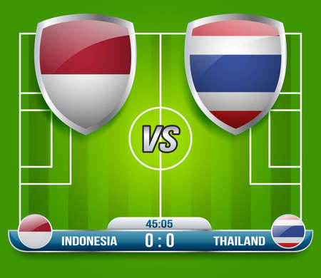 Indonesia vs Thailand Soccer Match : Vector Illustrationのイラスト素材