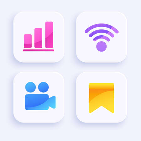 Icon Set for Mobile Interface on White Background : Vector Illustrationのイラスト素材