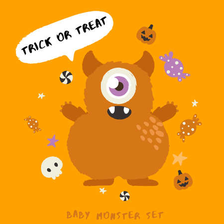 Baby Monster on Halloween Background : Vector Illustrationのイラスト素材