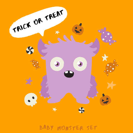 Baby Monster on Halloween Background : Vector Illustrationのイラスト素材