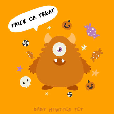 Baby Monster on Halloween Background : Vector Illustrationのイラスト素材