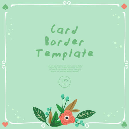 Invitation card template with card suit elements isolated on green background : Vector Illustrationのイラスト素材