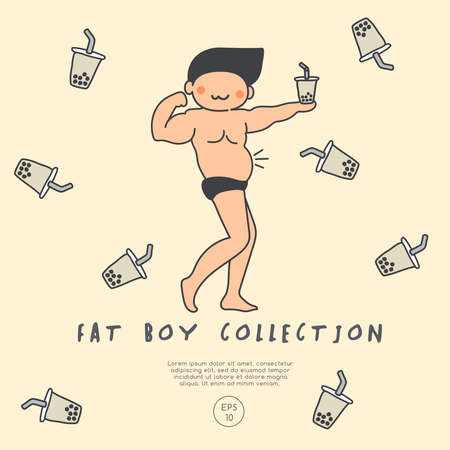 Muscular man surrounded by unhealthy food : Vector Illustrationのイラスト素材