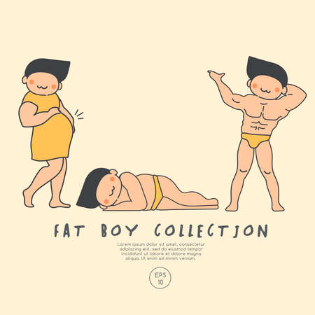 Muscular man surrounded by unhealthy food : Vector Illustrationのイラスト素材