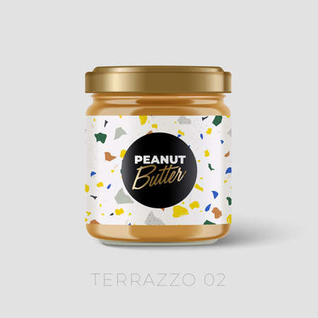 Premium spread container with Terrazzo pattern on label isolated on light grey background : Vector Illustrationのイラスト素材
