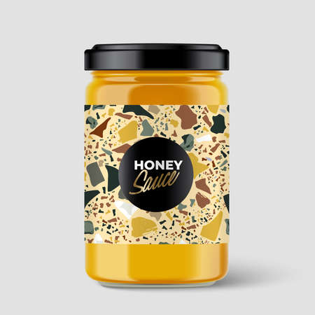 Premium spread container with Terrazzo pattern on label isolated on light grey background : Vector Illustrationのイラスト素材